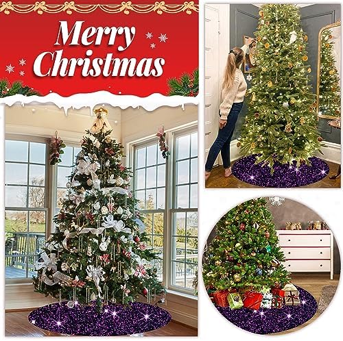 FOTSHARER Christmas Tree Skirt Purple Sequin Tree Skirts 36 Inch Velvet Halloween Tree Skirt for Xmas Decor Unique Sequins Tree Collar Skirt Dark Purple Christmas Tree Floor Mat for Home Party Supply - Image 6