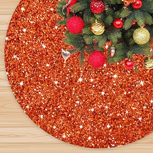 FANPROMS Burnt Orange Christmas Tree Skirt 36 Inch Velvet Sequins Halloween Tree Skirt Christmas Decoration for Thanksgiving Party Sparkle Xmas Tree Skirts Round Christmas Tree Base Quality Tree Mat by FANPROMS