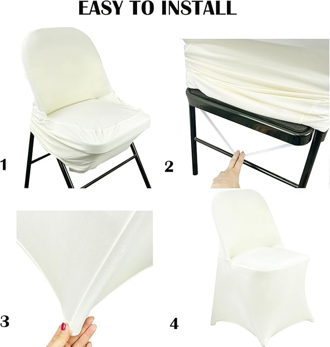 40PCS Stretch Spandex Folding Waterproof Chair Covers,Universal Fitted Chair Cover Protector for Wedding Party Banquet Holidays Celebration Decoration(Ivory)