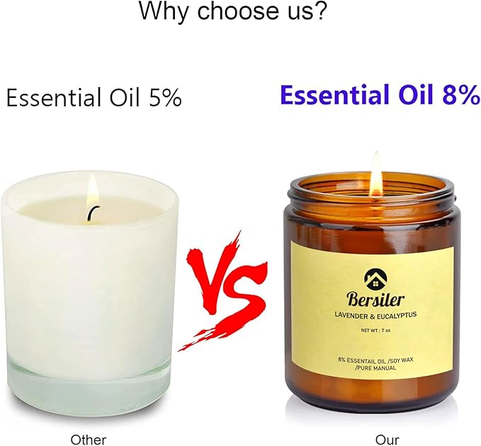 Aromatherapy Candles, Scented Candles, 7OZ Lavender Eucalyptus Candles Stress Relief and Relax for Home & Bedroom Gift for Women Birthday Christmas, Soy Wax Candle