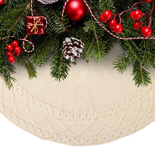 Mr. Pen Christmas Tree Skirt - 48 Inch Knitted Xmas Tree Skirt - Image 6