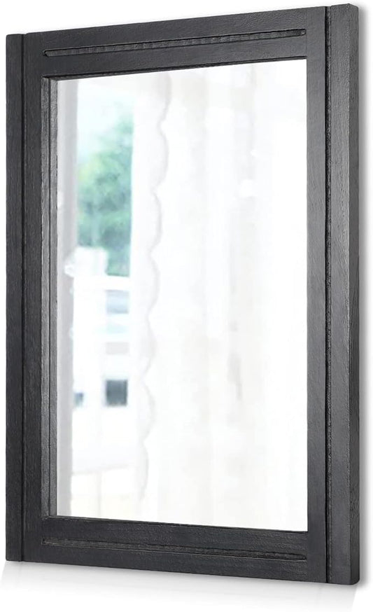 AAZZKANG Black Mirrors for Wall 50 x 40 cm with Rectangle Wood Framed Decorative Wall Mirror for Bedroom Living Room Bathroom Entryway