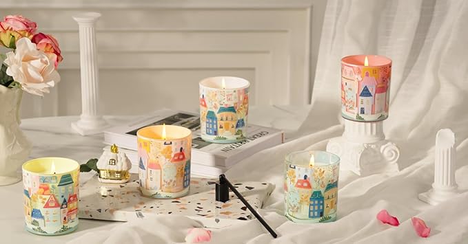 M&SENSE Sandalwood Floral Amber Scent Soy Wax Aesthetic Candle - 10.2 oz | 60 Hours Long Lasting Burning Natural Fragrance for Home & Book Candles for Housewarming, Hostess Gifts,Thank You Gift