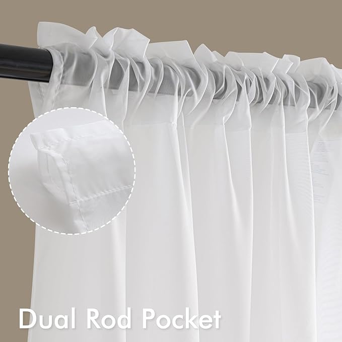 MIULEE White Sheer Curtains 92 Inches Long, 4 Panels Set, Light Filtering Voile Rod Pocket Drapes, Airy Soft Fabric Window Treatments for Living Room and Bedroom, 42 x 92 Inches