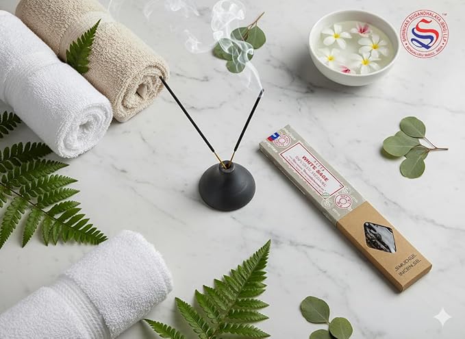 Satya Smudge Incense Stick ?€? Hand-Rolled Indian Masala Incense for Meditation, Yoga & Spiritual Cleansing Pack of 6 (Smudge White Sage)