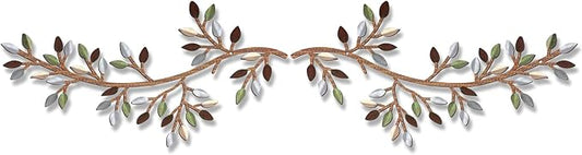 Hotop 2 Pieces Metal Tree Leaf Wall Decor Vine Olive Branch Leaf Wall Art Wrought Iron Scroll Sculptures Above the Bed, Living Room, Outdoor Decoration(Classic Style,Colorful)