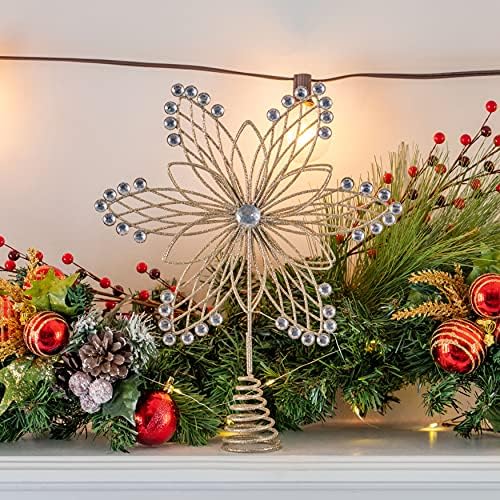 Flower Jewel Christmas Tree Topper - Gold Star Holiday Ornament Decoration - Image 4