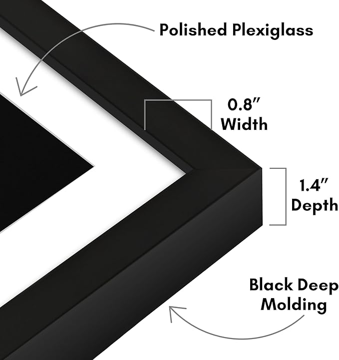 Americanflat 28x40 Poster Frame with Polished Plexiglass - Use as 24x36 Frame with Mat or Display 28x40 Photo Without Mat - Soho Collection - Deep Molding Picture Frames for Wall Display - Black