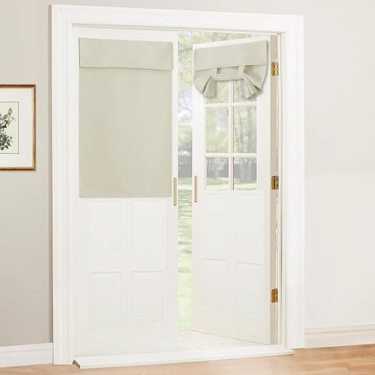 RYB HOME Door Curtain - Privacy Thermal Insulated Patio/Front/Classroom/Kitchen/Dining/Tricia/French Door Window Curtains, W30 x L40 inch, 1 Panel, Light Beige