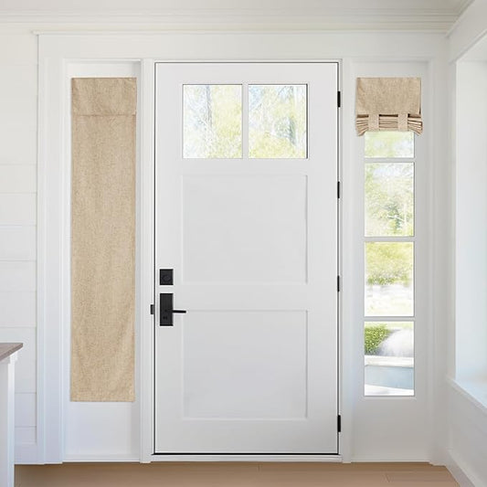 RYB HOME 100% Blackout Curtains for Sightlight Window, Linen Textured Blend Privacy Front Door Curtain Blinds for French Door Kitchen Living Room Doorway, W 12 x L 69 inch, Camel, 1 Panel