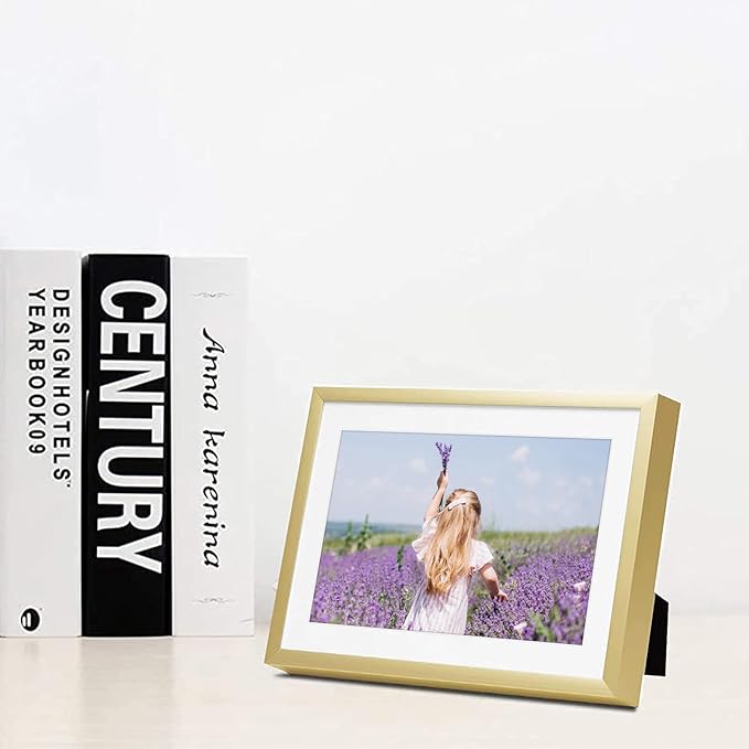 Golden State Art, Gallery Wall Frame Set of 6 - Gold 5x7 Aluminum Photo Frames with Mat for 4x6 Pictures - 5 x 7 inch Metal Frame with Real Glass Cover - Elegant Home or Office Decor