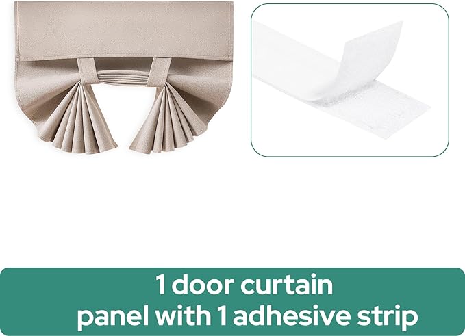 HOMEIDEAS 100% Natural Linen Blackout French Door Curtains, Privacy Door Window Curtains, 34 X 40 Inch Room Darkening Blinds, Thermal Insulated Shades for Bedroom, 1 Panel