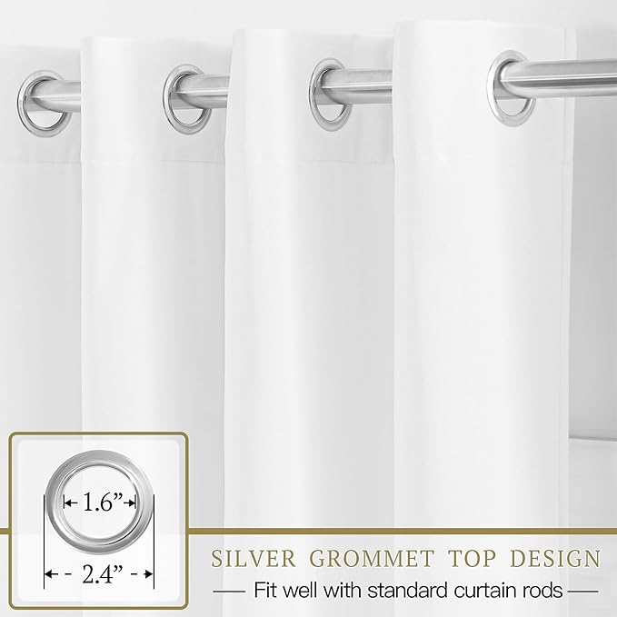 StangH Bleach White Velvet Curtains 90 inches Long, Light Dimming Privacy Protect Window Treatment Grommet Home Decor for Living Room/Bedroom/Kids, W52 x L90 Each Panel, 2 Panels