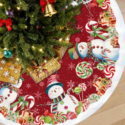 Christmas Tree Skirt, Snowman Tree Skirts 36 Inch, Christmas Trees Decoration, Xmas Decor Mat for Indoor Outdoor, Xmas Skirts, Snowman Holiday Decoration by Fiwbnasz