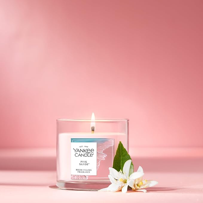 Yankee Candle Small Tumbler Scented Candle, Up To 40 Hour Burn Time, Premium Plant Wax Blend For Consistent Burn, Tumbler Candle With Room Filling Fragrance, Pink Sands