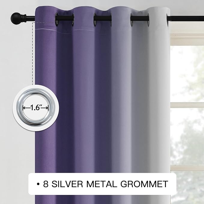 COSVIYA Curtains & Drapes Ombre Lilac Curtains 84 inch Length 2 Panels, Grommet Room Darkening Light Blocking Insulated Thermal Gradient Window Curtains for Bedroom/Living Room,52x84 inches