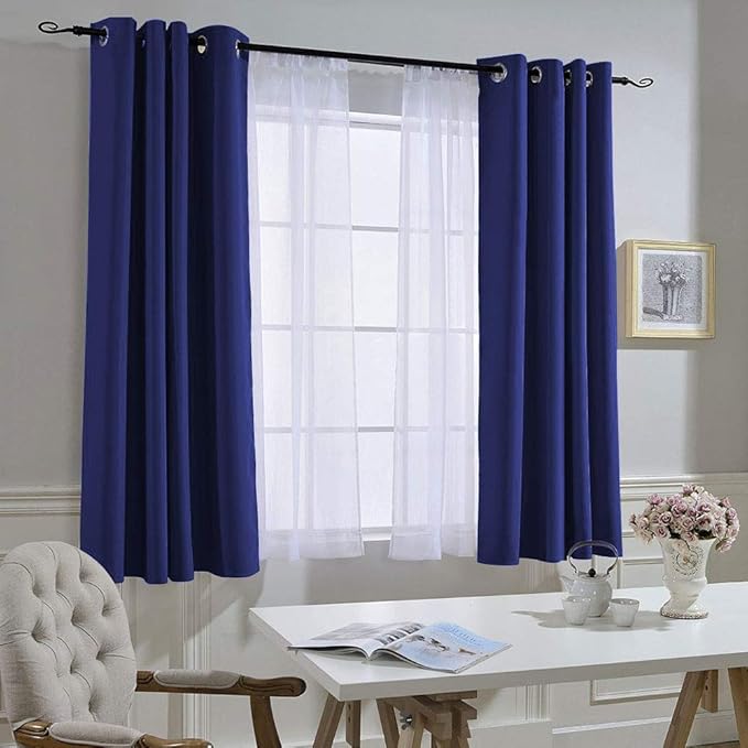 NICETOWN Blackout Curtain Panels Grommet - All Season Eyelet Top Blackout Draperies for Bedroom/Living Room/Glass Door??? Navy Blue??? 1 Pair of 52 x 45 inches