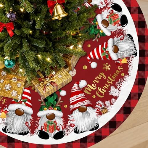 Christmas Tree Skirt, Gnomes Tree Skirts 36 Inch, Christmas Trees Decoration, Xmas Decor Mat for Indoor Outdoor, Xmas Skirts, Gnomes Holiday Decoration - Image 2