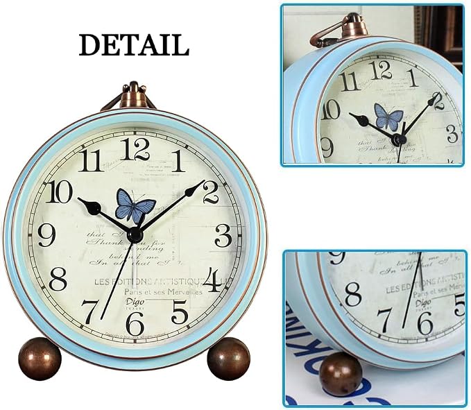 Maxspace 5.2in Analog Clock, Retro Silent Desk Clock Non-Ticking & Battery Operated with Quartz Movement,Clock Decor for Bedroom Living Room - Image 2