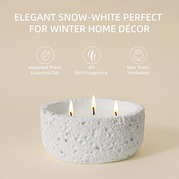 Viyffo 3 Wick 20oz Large White Scented Candle – Vanilla Dreamscape, Non Toxic Soy Candle in Matte Ceramic Jar, Perfect for Luxury Home Fragrance, Elegant Spring Décor & Premium Gift
