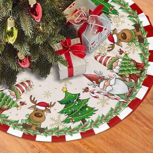 Santa Claus Gnome Christmas Tree Skirt 48" for Xmas Halloween New Year Holiday Party Home Tree Mat Decor Ornaments Decoration - Image 3