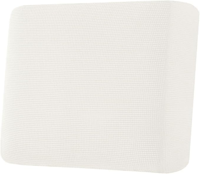 H.VERSAILTEX Super Stretch Individual Seat Cushion Covers Armchair Sofa Covers Couch Cushion Covers Slipcover Sets Thick Jacquard Textured Twill Fabric (1 Piece Chair Cushion Cover, Porcelain White)