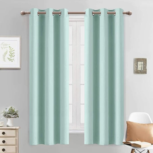 Yakamok Room Darkening Grommet Window Drapes Thermal Insulated Light Blocking Blackout Curtains for Bedroom(Aqua,38Wx63L,2 Panels)