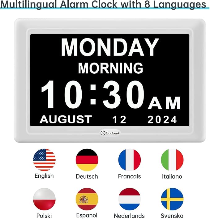 Soobest Dementia Clocks for Seniors, 7” Digital Date Clock Large Display - Image 9