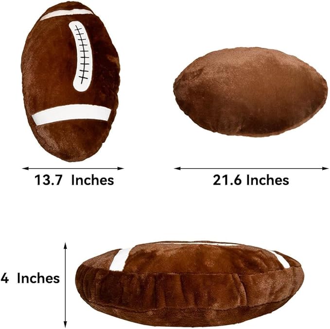 Football Pillow, Stuffed Football Throw Pillow, Cute Football Plush for Football Fans Creative Room Decor, Fluffy Durable Football Plushies Gift for Kids Party Football Decor (15.7 Inches)