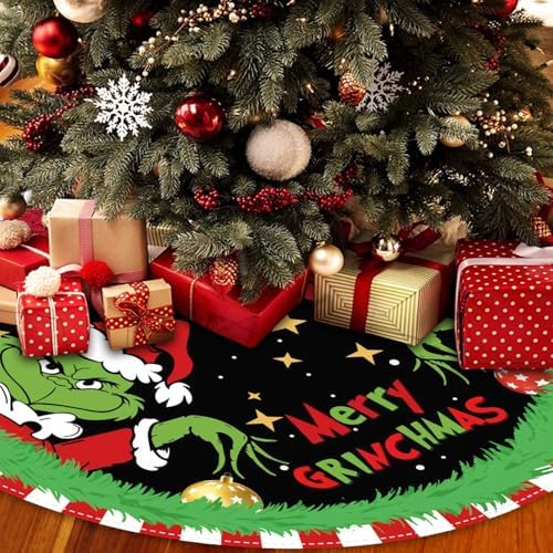 Christmas Tree Skirt 48 Inch, Soft and Funny Merry Christmas Tree Collar Farmhouse Xmas Holiday Decoration (Style 1) - Image 5