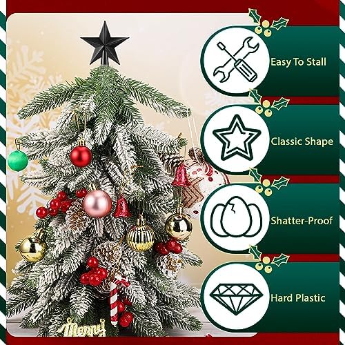 Hanaive Christmas Tree Topper Mini Star Small, Black, 2.36 Inch, Plated - Image 6