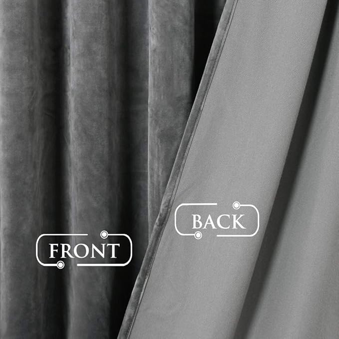 StangH Solid Thick Velvet Curtains - Bedroom Moderate Blackout Window Treatment Set Rich Fluff Soundproof Drapes/Drapery with Solid Grommet Top for Guest Room, W52 by L72-inch, 2 Panels