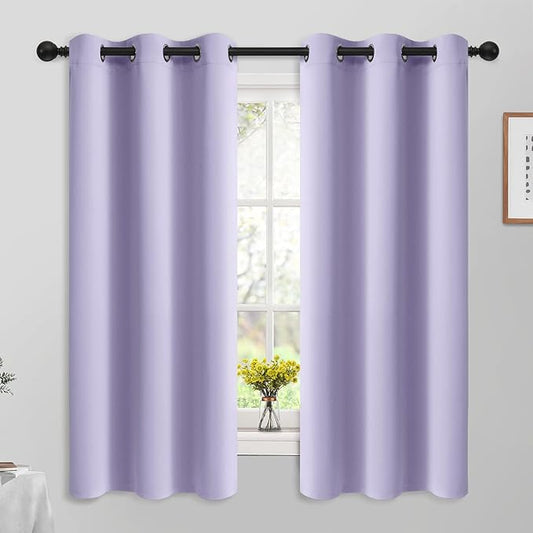 Yakamok 63 Inch Length Blackout Curtains for Bedroom, Thermal Insulated Room Darkening Grommet Top Window Drapes for Living Room,Lilac,42W x 63L,2 Panels
