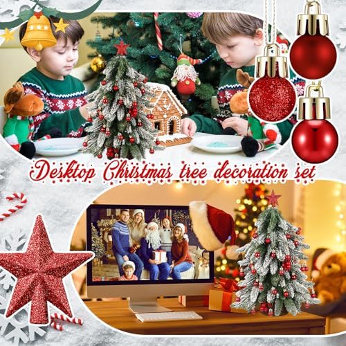 RoundFunny 25 Pcs Mini Christmas Balls Ornaments Set 0.79 Inch Christmas Day Ball Topper Star Tree Hanging Ornaments for Party Decoration(Red) - Image 4