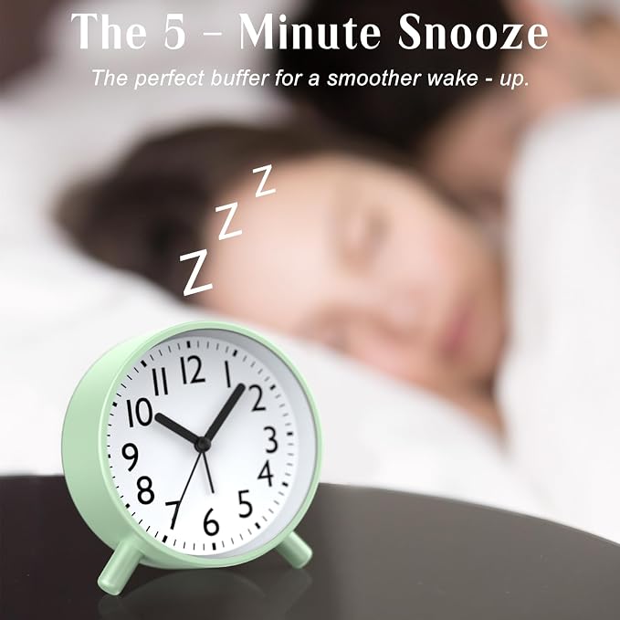 Analog Alarm Clock Night Ligh Battery Operated for Bedroom - Image 7