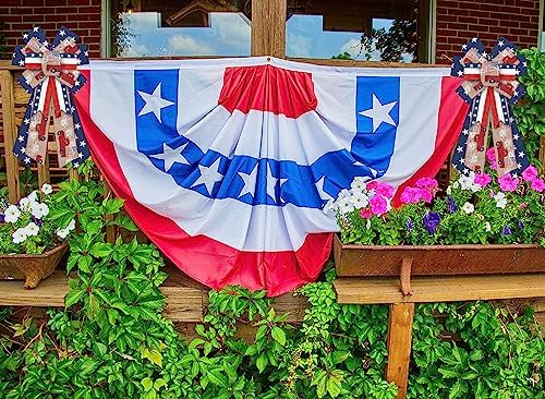 Large Patriotic Wreath Bows 4th of July Decor Bows for Wreath American Flag Truck Star Brown Burlap Patriotic Bows for Independence Day Front Door Indoor Outdoor Wall Tree Topper Decoration Supplies - Image 4