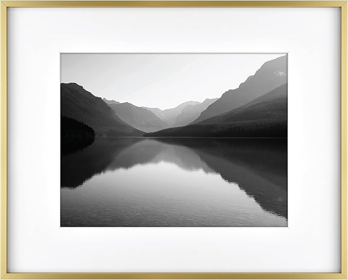 MCS Master & Co. Foundry Metal 16x20 Matted Picture Frame with 11x14 Photo Display, Brass Vertical & Horizontal Wall Hanging Frame for Photos & Artwork (1-Pack)