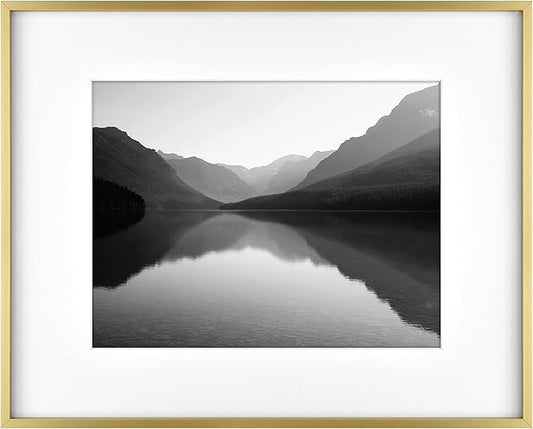 MCS Master & Co. Foundry Metal 16x20 Matted Picture Frame with 11x14 Photo Display, Brass Vertical & Horizontal Wall Hanging Frame for Photos & Artwork (1-Pack)