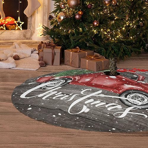 Snow Snowy Vintage Retro Farm red red Truck 36 Inch Christmas Tree Skirt Carpet Mat Funny Party Decor Supplies for Xmas Halloween Decorations Occasion Ornament - Image 6
