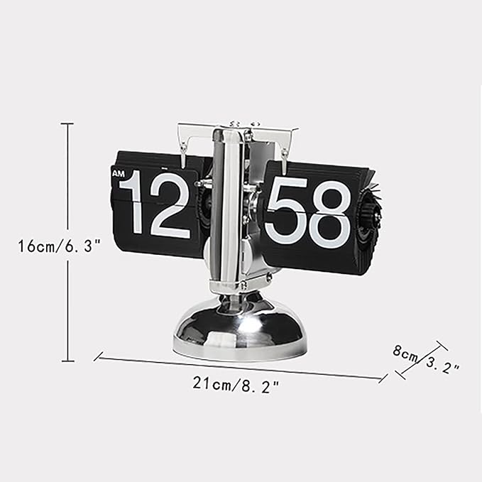 Flip Clock,Retro Flip Clock Mechanical Digital Desk Clocks Auto Internal Gear Operated Flipping Down Clocks Numbers Battery Powered for Home Office Décor White