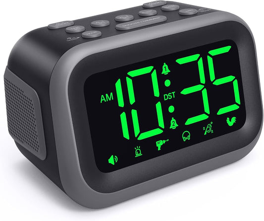 Acedeck Super Loud Alarm Clock: 115dB Wake-Up Power | Dual Alarms and 6 Alarm Sounds for Heavy Sleepers Adults and Shift Workers - Bedroom and Daily Wake-Up Use (Green Digits) by Acedeck