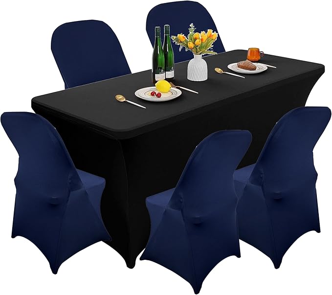 40PCS Stretch Spandex Folding Waterproof Chair Covers,Universal Fitted Chair Cover Protector for Wedding Party Banquet Holidays Celebration Decoration(Navy Blue)