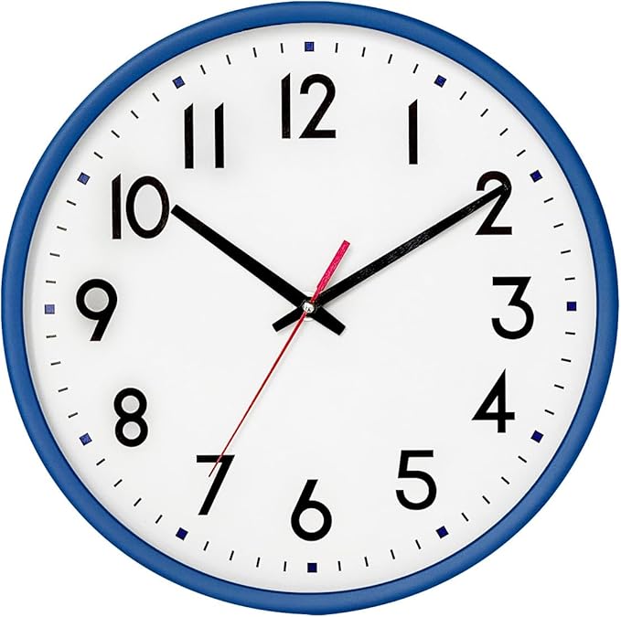 HZDHCLH Wall Clock Blue,Silent Wall Clocks Battery Operated 8 Inch Modern Non Ticking Analog Clock Decorative for Kitchen Bedroom Living Room Office Classroom