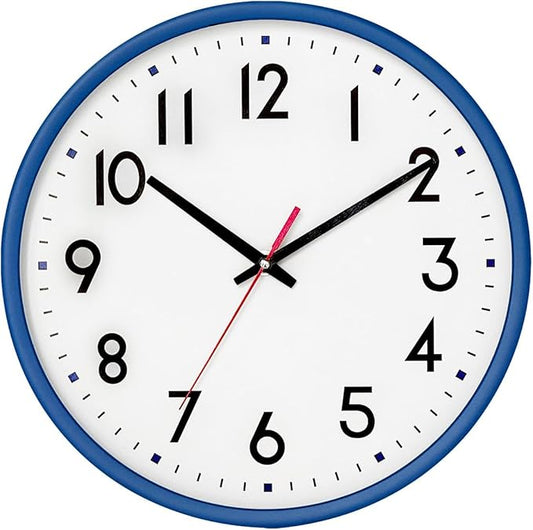 HZDHCLH Wall Clock Blue,Silent Wall Clocks Battery Operated 8 Inch Modern Non Ticking Analog Clock Decorative for Kitchen Bedroom Living Room Office Classroom