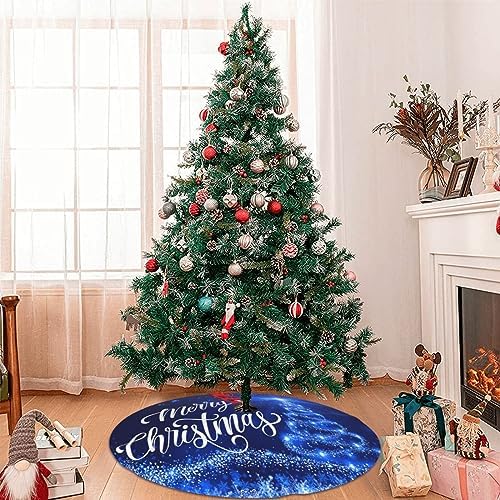 Christmas Tree Skirt Merry Christmas Blue Snow Tree 48 Inch for Xmas New Year Nightmare Before Christmas Decorations Lobby Home - Image 6