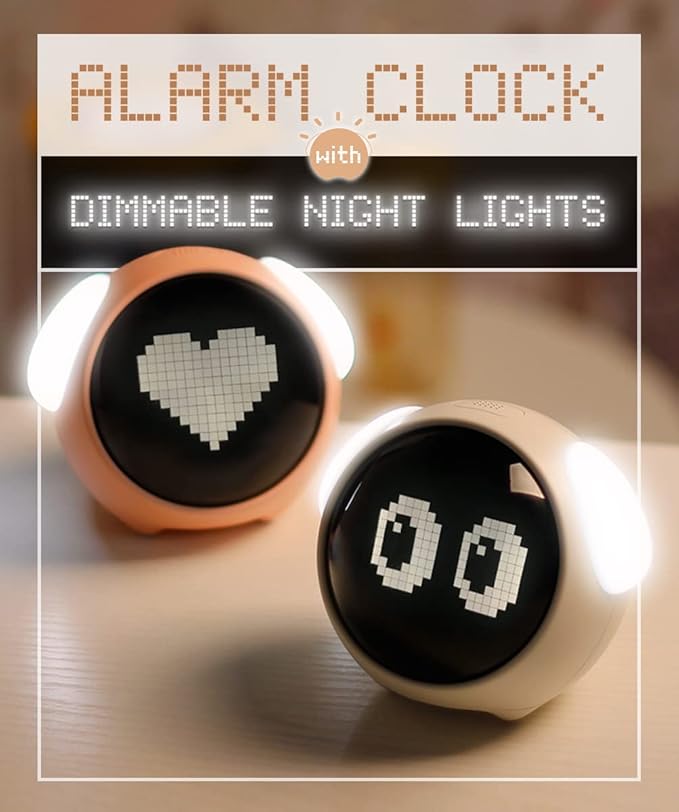 Kids Alarm Clock, Dual Alarm Setting, Adjustable Brightness Night Light, Voice-Activated,Temperature Detection, Wake-up Alarm Clock, Toy and Gift for Toddler, Children, Students, Boys&Girls - Image 2