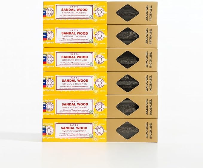 Satya Smudge Incense Stick ?€? Hand-Rolled Indian Masala Incense for Meditation, Yoga & Spiritual Cleansing Pack of 6 (Smudge Sandalwood)