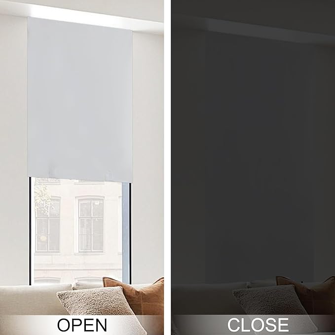 NICETOWN 100% Blackout Door Curtains for Blinds, Tie Up Thermal Insulated Window Panels Room Darkening French Shade for Kitchen Patio Glass Door, Set of 1 Panel, 36 x 72 Inch, Greyish White