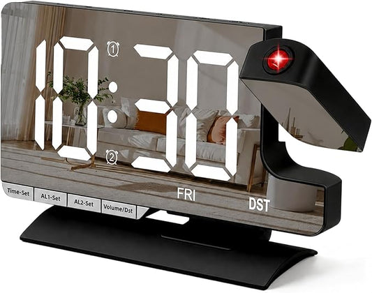 Lamisola Projection Alarm Clock for Bedroom Ceiling, Black Digital Clock by AlarmClock