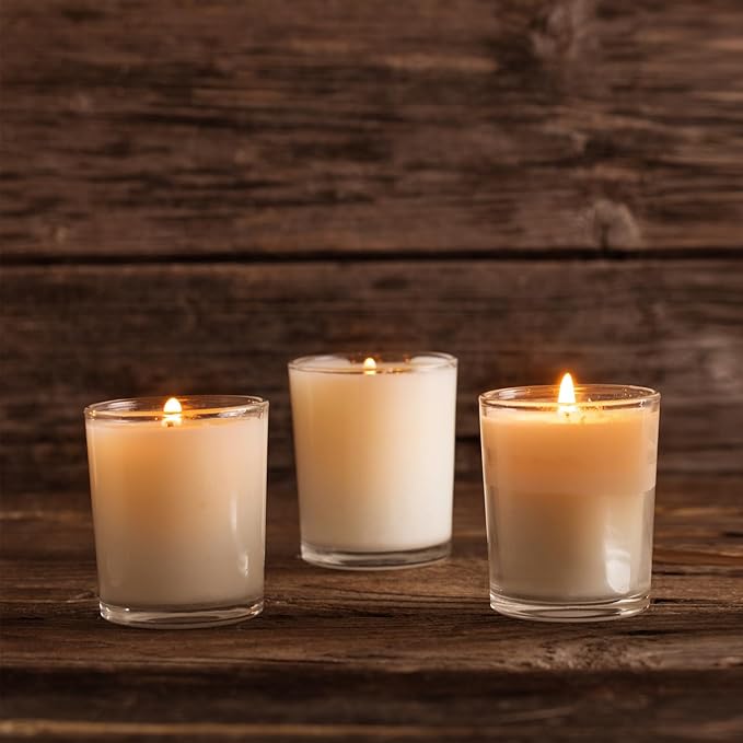 72 Pack White Unscented Clear Glass Filled Votive Candles. Hand Poured Wax Candle Ideal Gifts for Aromatherapy Spa Weddings Birthdays Holidays Party